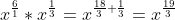 x^{\frac{6}{1}} * x^{\frac{1}{3}} = x^{\frac{18}{3} + \frac{1}{3}} = x^{\frac{19}{3}}